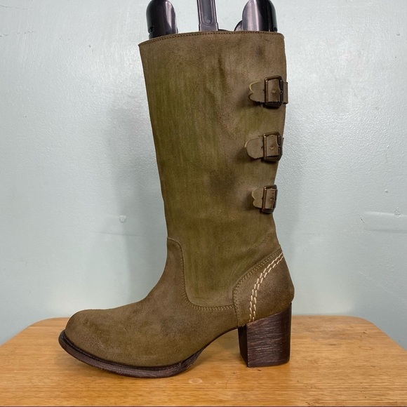 Bed Stu Green Buckle Heeled Boots Sz 8 - Picture 3 of 7